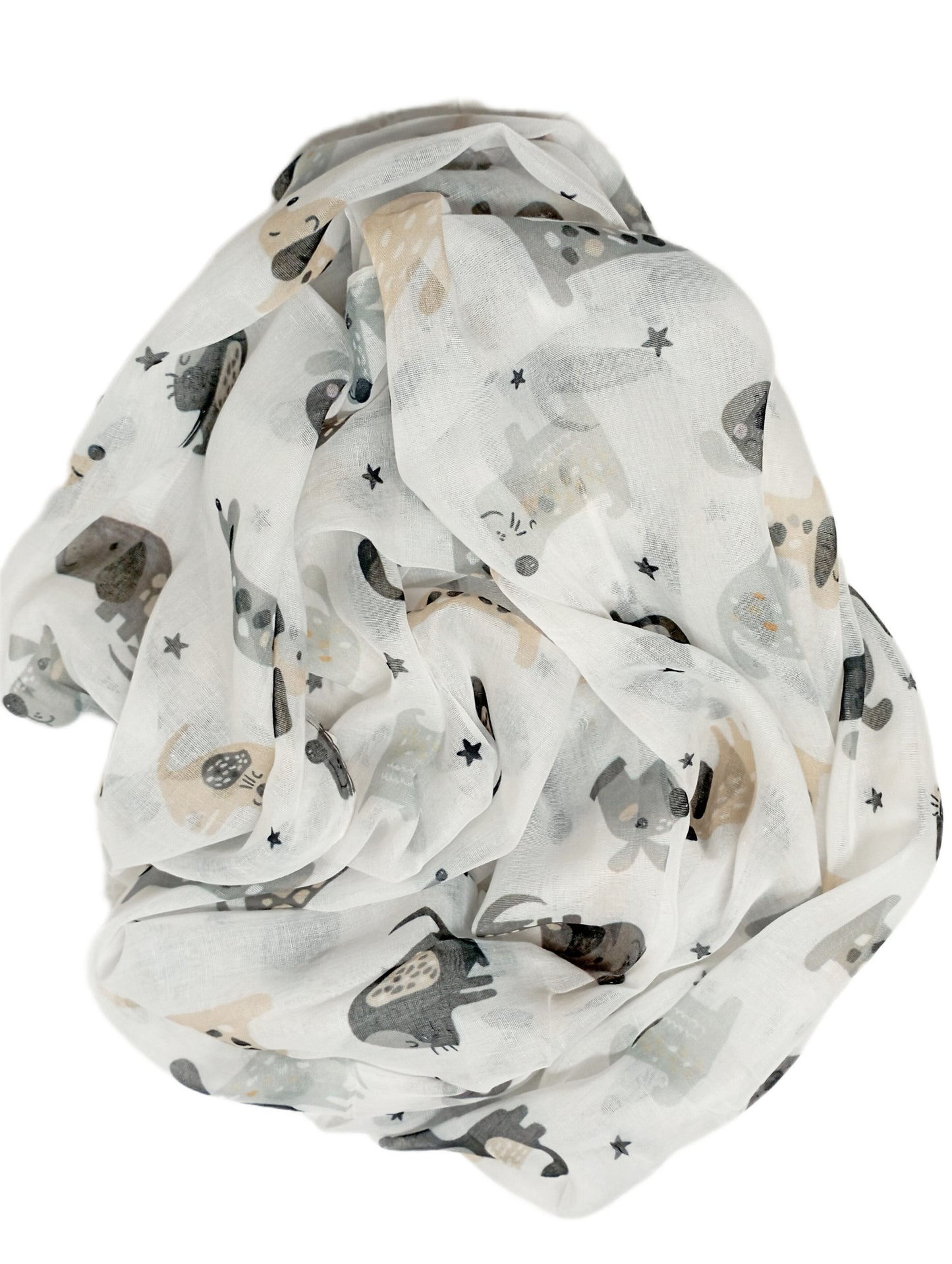 leichter Sommerloop "Hunde" in schwarz, beige und weiß