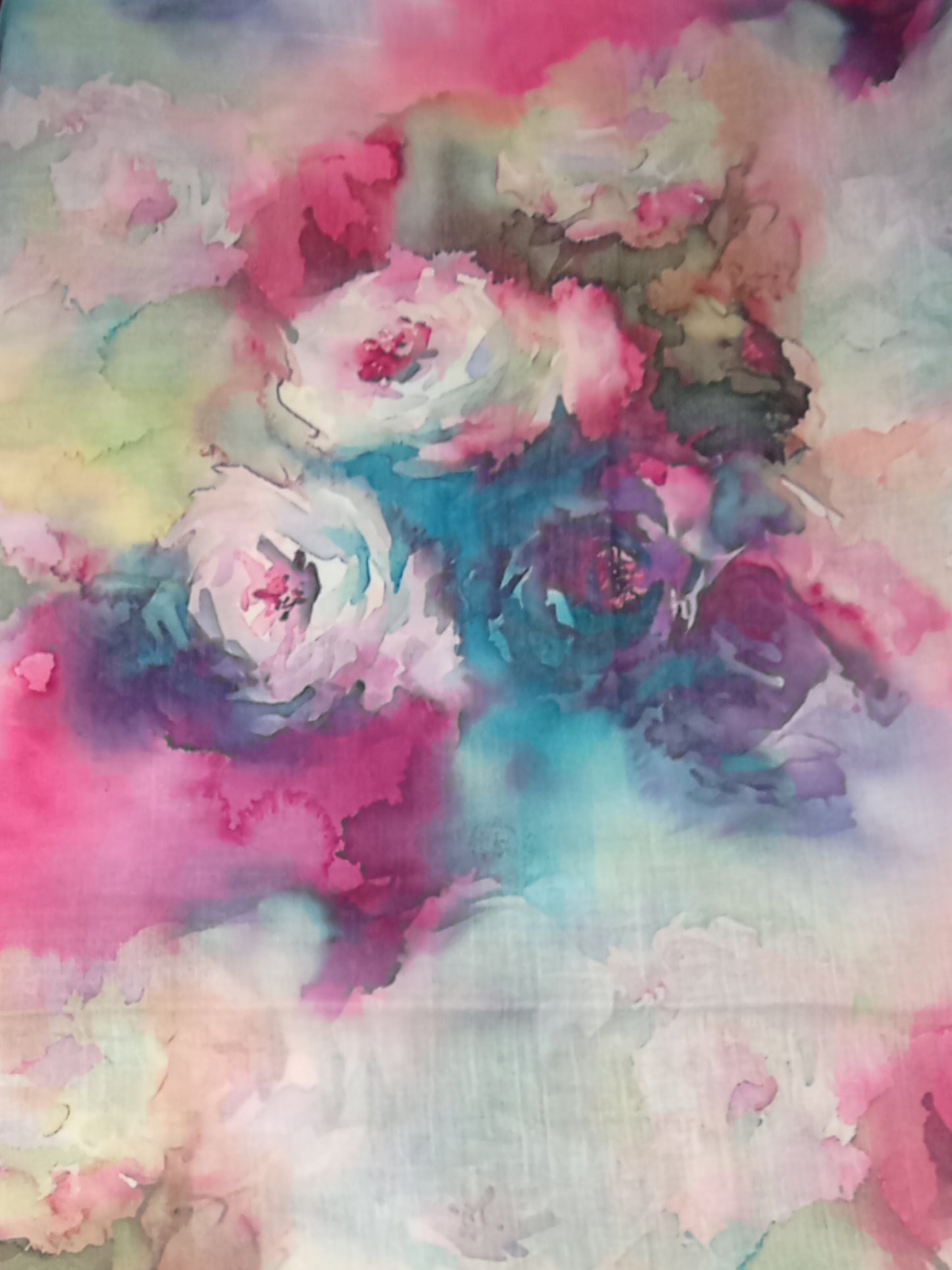 Übergangsschal "verschwommene Blumen" in pink, blau, gelb etc.