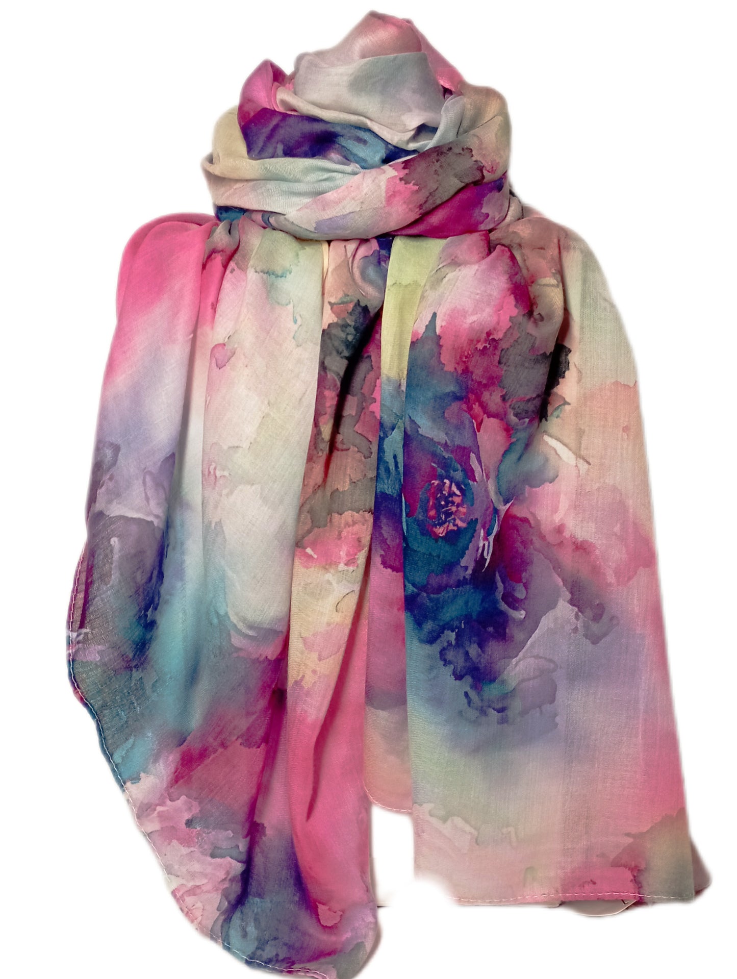Übergangsschal "verschwommene Blumen" in pink, blau, gelb etc.