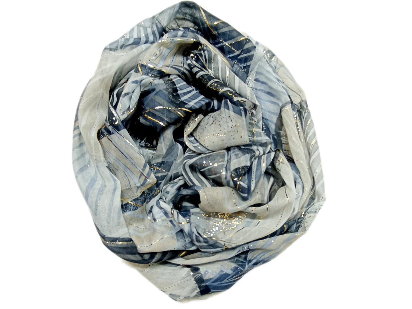 schicker Sommerloop "Blätter" in schwarz, grau und Goldapplikationen