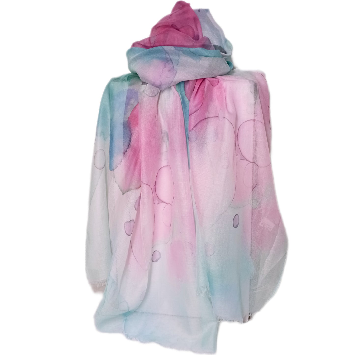 leichter Sommerschal "Blume" in mint und pink
