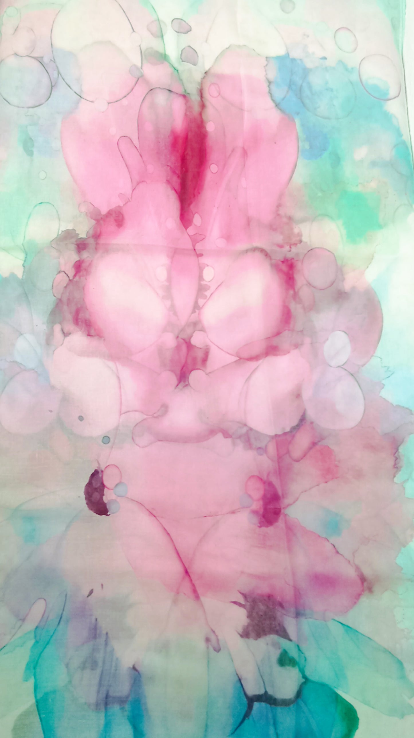 leichter Sommerschal "Blume" in mint und pink