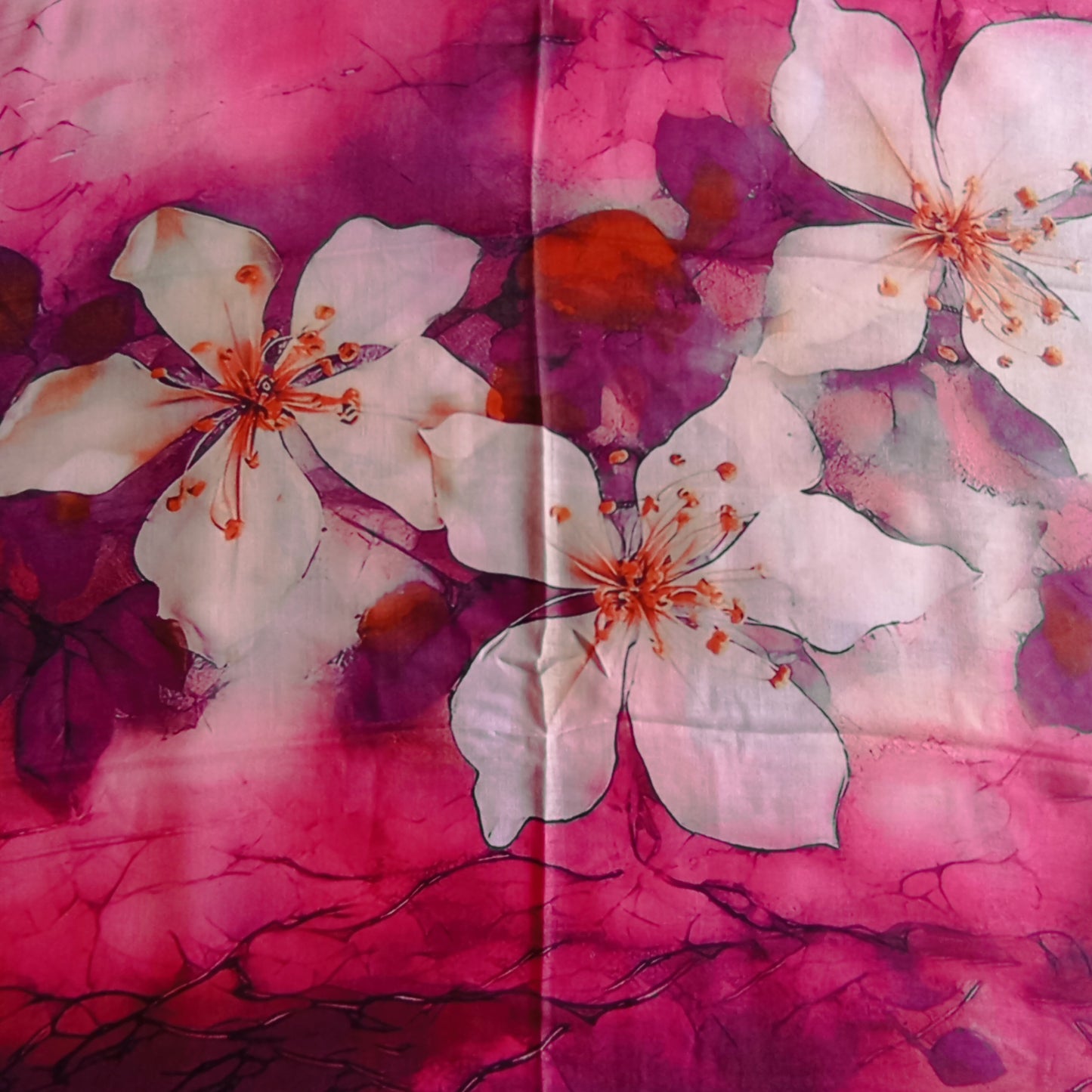 Dicker Winterloop "Blumen" in beere, rosa und natur