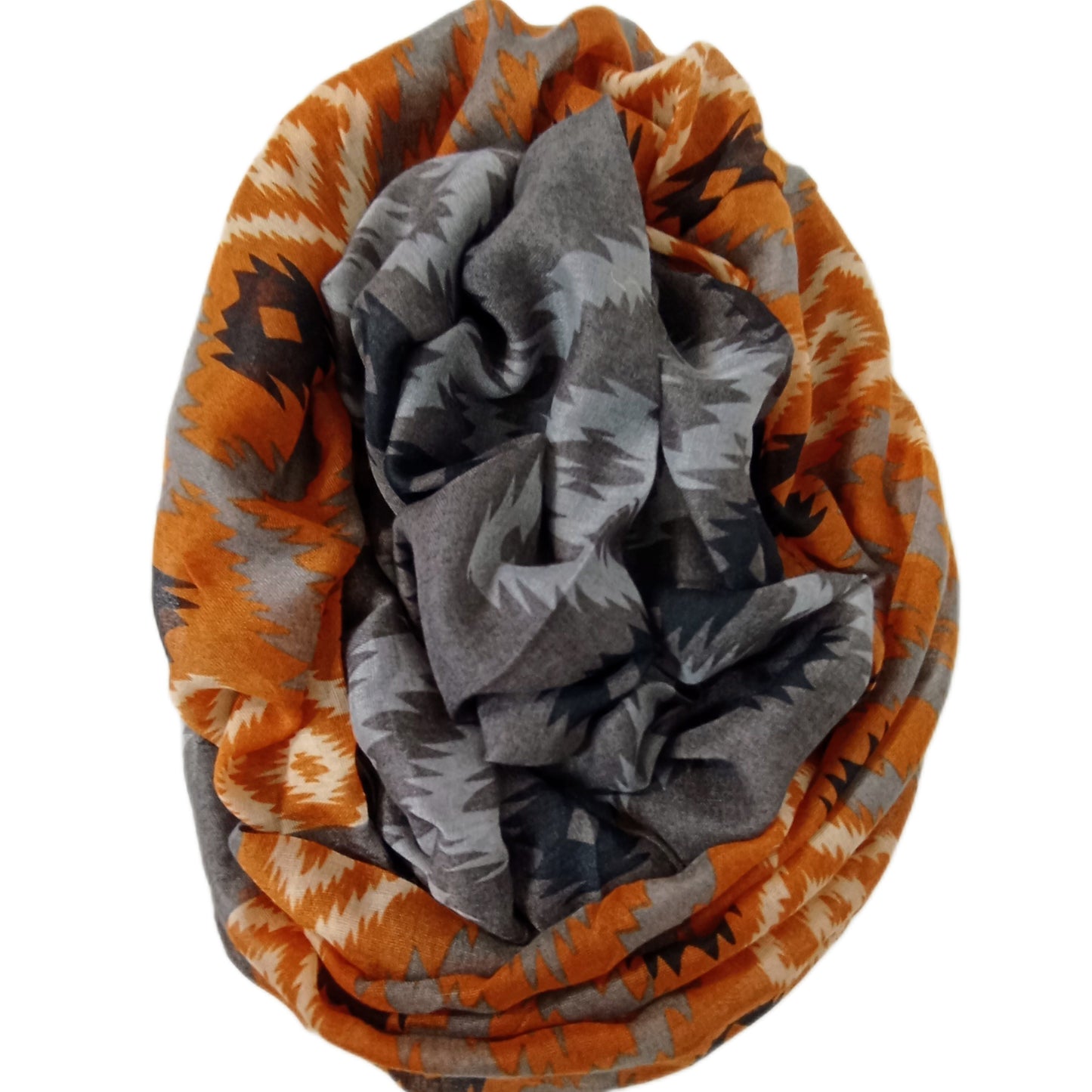 Herbst-/Winterloop "Rhomben" in orange, grau, schwarz und beige