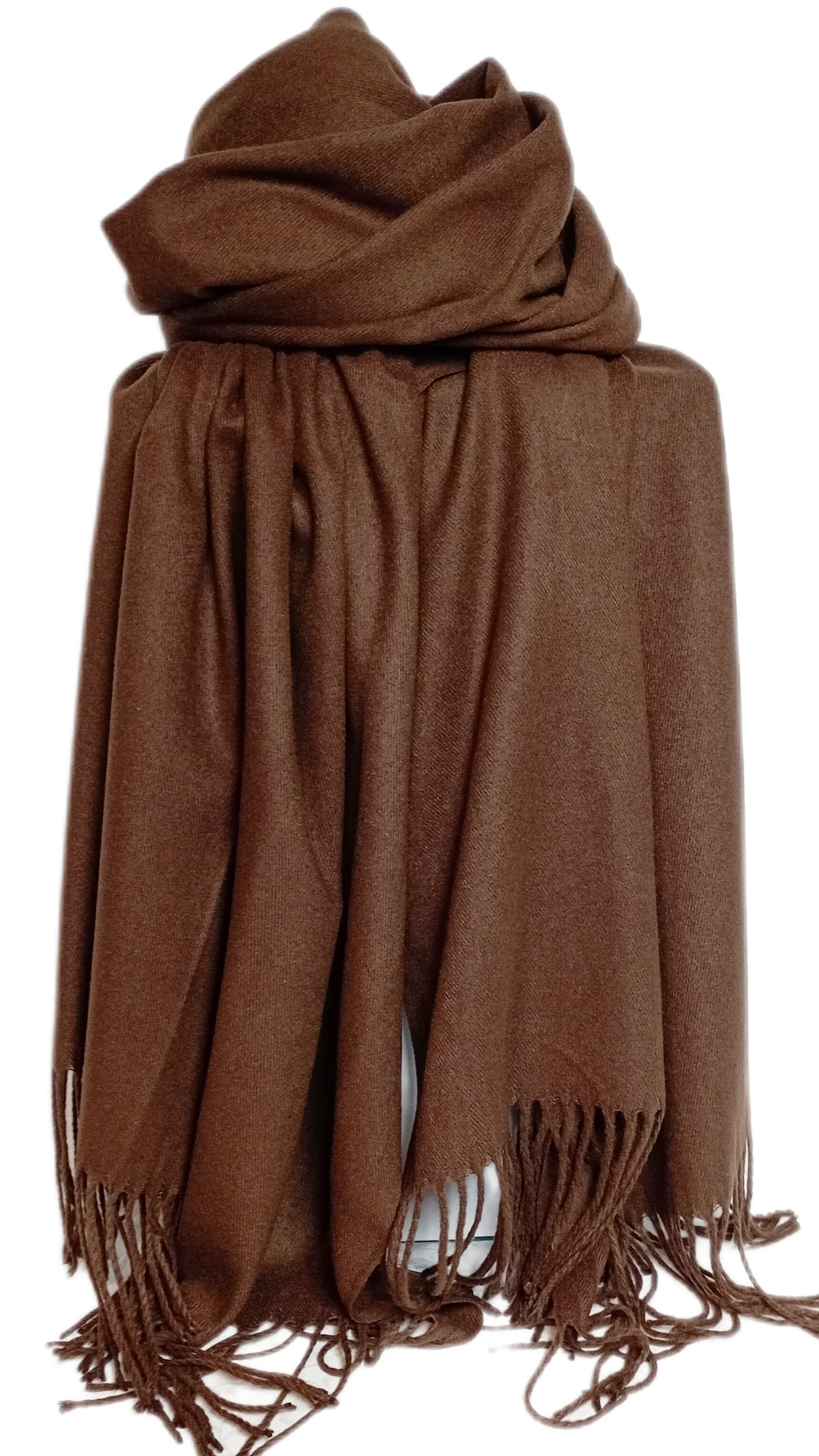 Mega kuscheliger Winterschal "uni Kaschmir" in grau und anderen Farben, mit Fransen