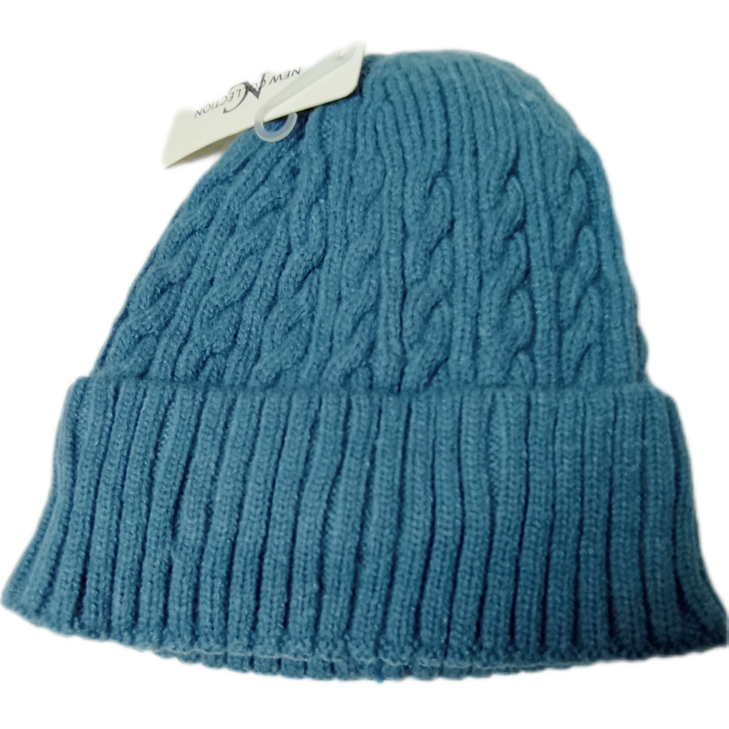 gefütterte, weiche Beanie-Mütze mit doppeltem Rand in hellgrau oder jeansblau