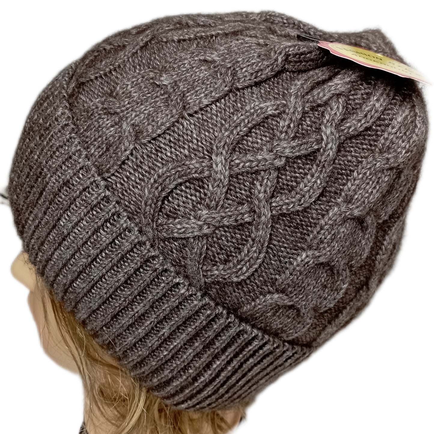 ganz dicke, weiche Beanie-Mütze mit doppeltem Rand in braun, dunkelrot und anthrazit (meliert)
