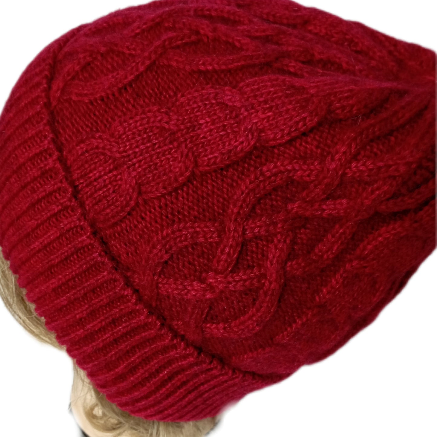 ganz dicke, weiche Beanie-Mütze mit doppeltem Rand in braun, dunkelrot und anthrazit (meliert)