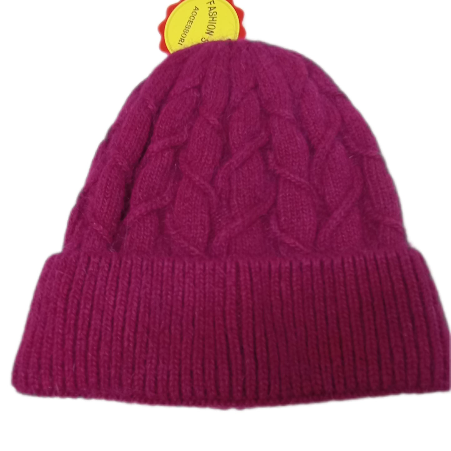 ganz dicke, warme Beanie-Mütze mit doppeltem Rand in beere