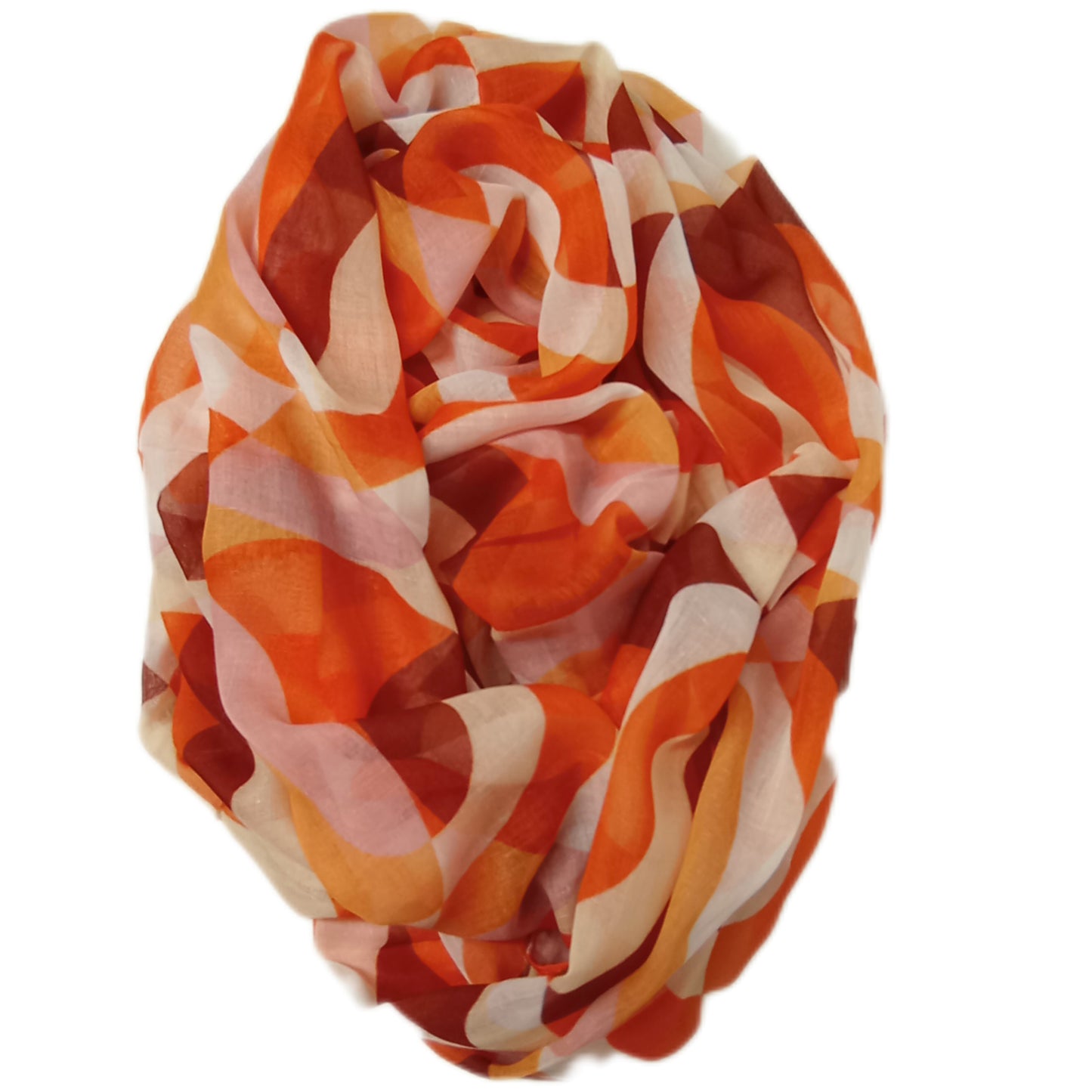 Sommerloop "Bögen und Kreise" in orange, braun und weiß