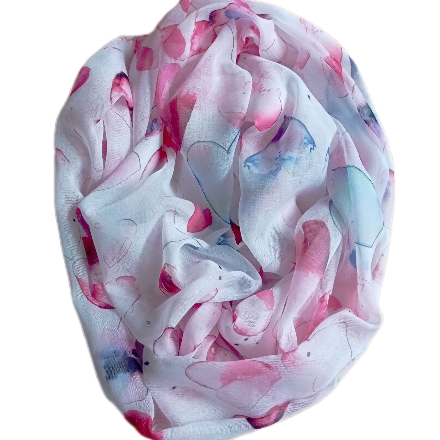 leichter Sommerloop "Herzen" in weiß, pink, rosa und blau