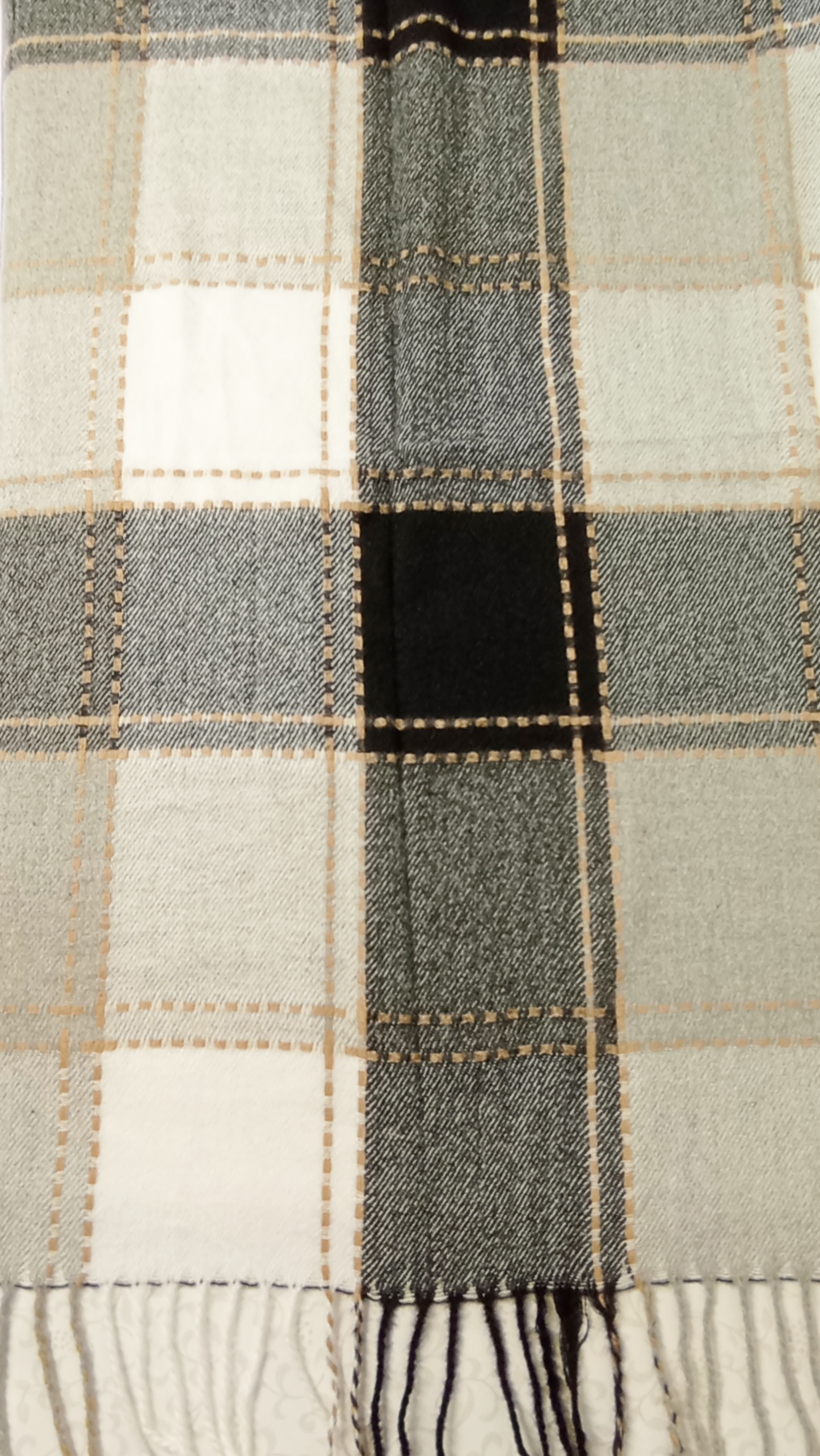Unisex Winterschal "Kariert" in schwarz, grau, wollweiß und beige