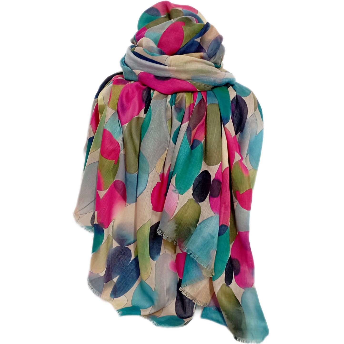 Herbst-/Winterschal "Bunte Ovale" türkis, petrol, pink, beige usw.