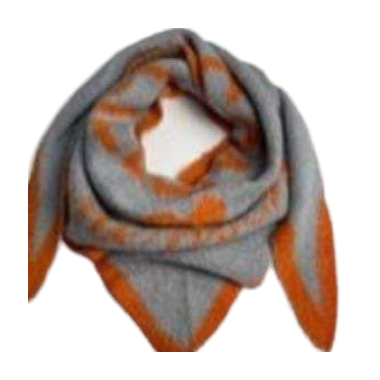 Warmer Dreieck-Schal mit Wolle "Lieblingsmensch" in grau mit orange
