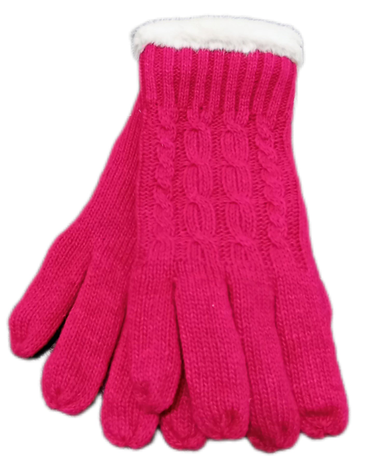 gefütterte Handschuhe mit Zopfmuster in pink