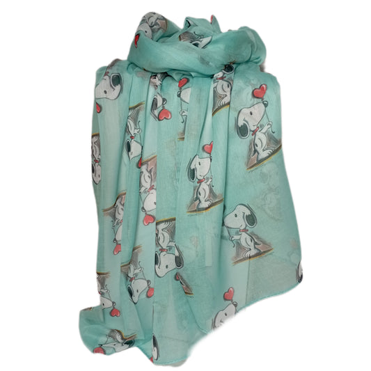 lustiger Sommerschal "Snoopy" mint