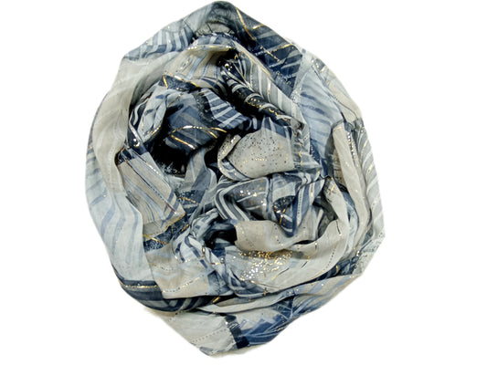 schicker Sommerloop "Blätter" in schwarz, grau und Goldapplikationen