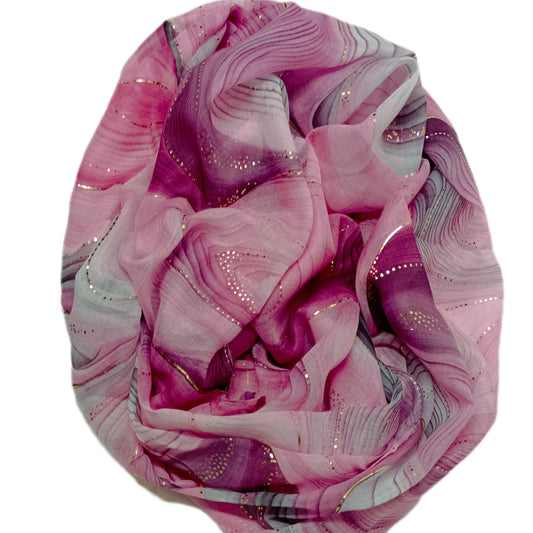 schicker Sommerloop "Wellen" in rosa-pink und Goldapplikationen
