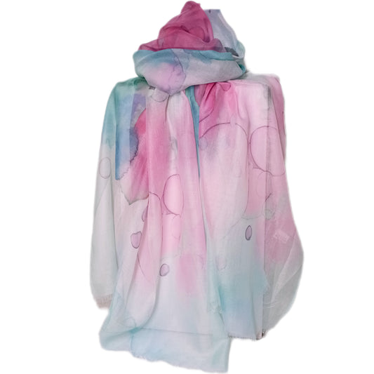 leichter Sommerschal "Blume" in mint und pink