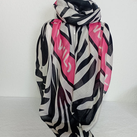 Herbstschal Zebra "Wild" schwarz-pink