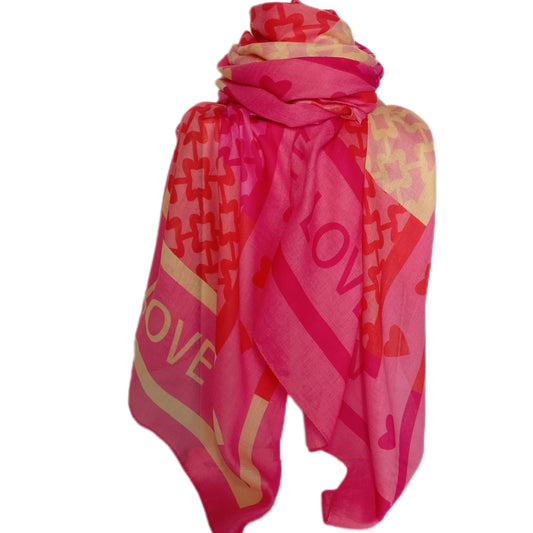 Herbstschal "Love" pink, orange und gelb