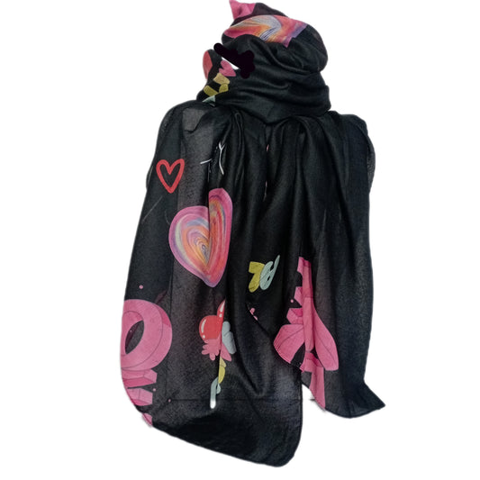 Herbstschal "Perfect" schwarz und pink