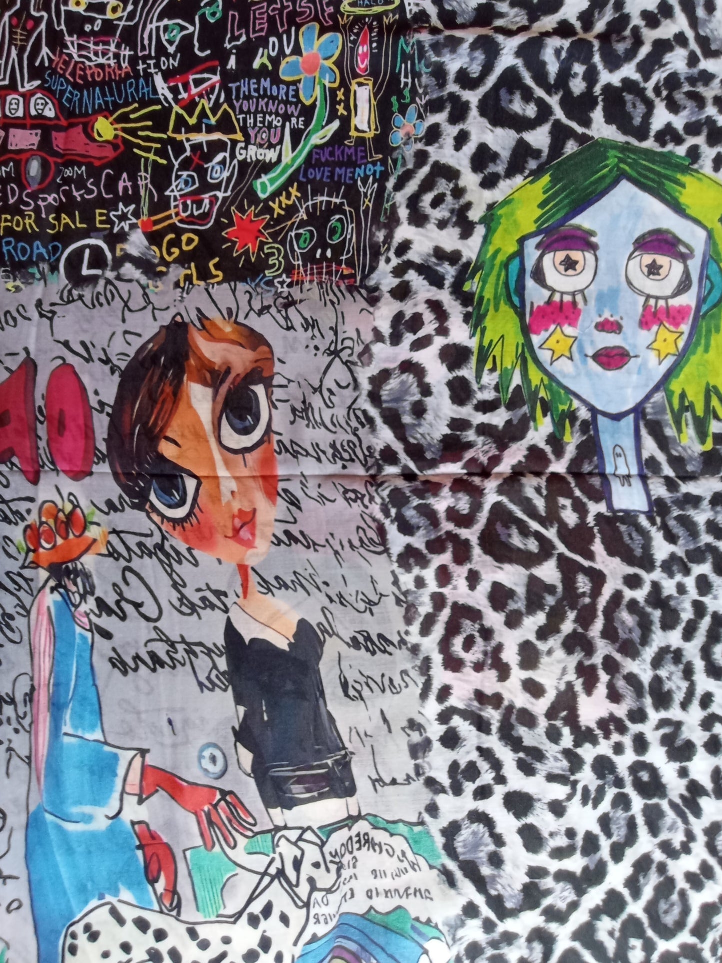 Herbstschal "Crazy" grau, schwarz, bunt