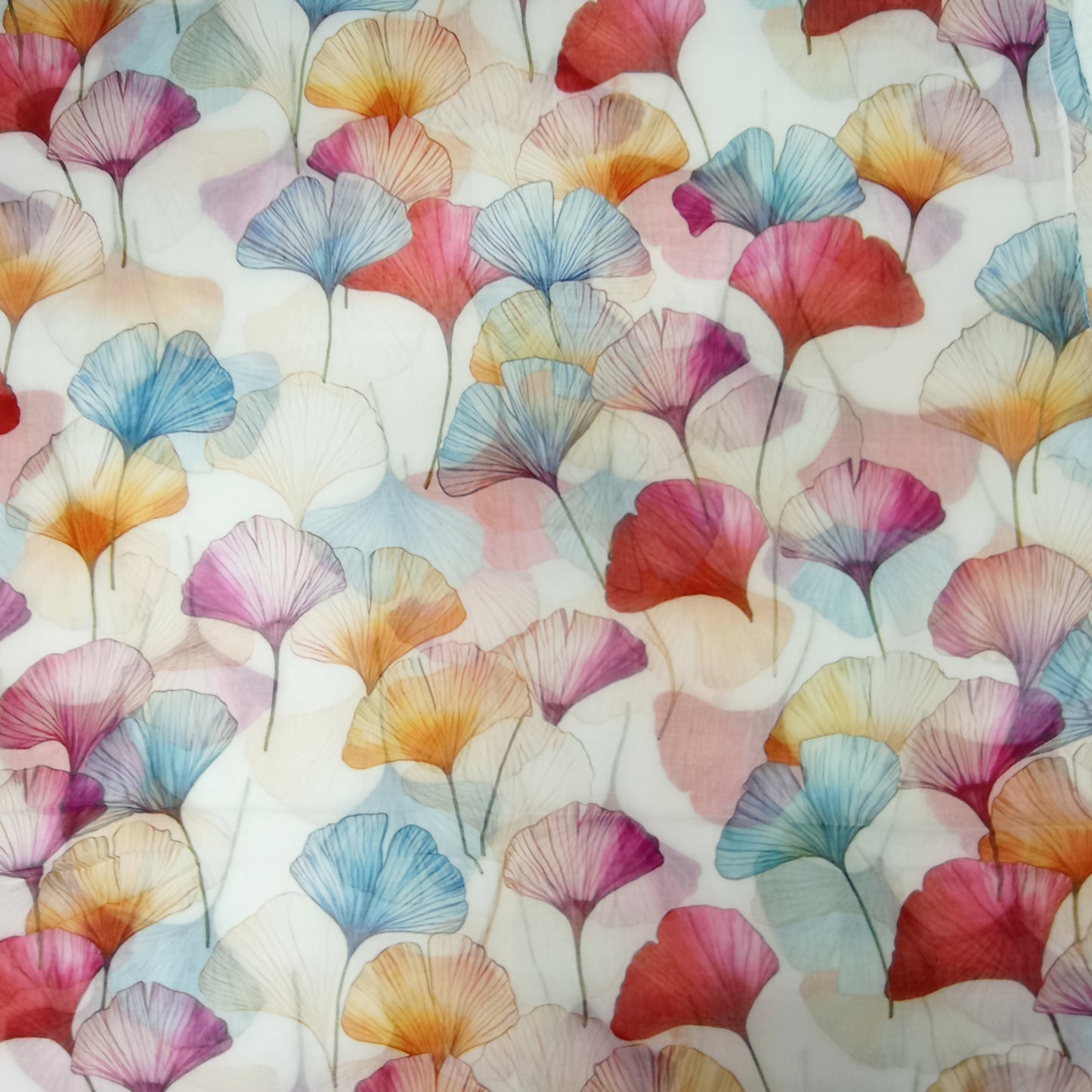 Sommerloop "Ginkgo" in beige, blau und beere