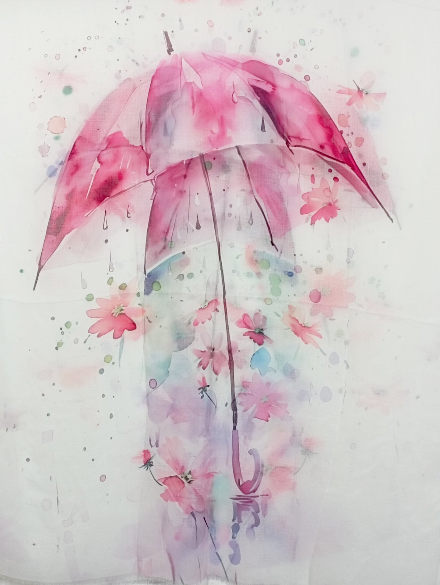 luftiger Sommerschal  "Sonnenschirm" in weiß und rosa