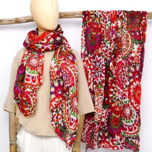 Sarah & Sally  Schal "Mandalas" in rot
