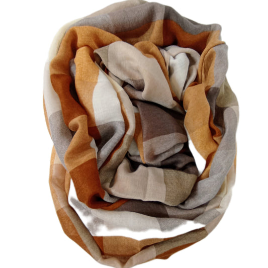 Herbst-/Winterloop "Kariert" in beige, braun, weiß und grau