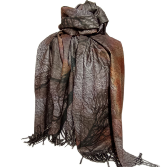 Warmer Schal "grau-braun" in schwarz, grau und braun