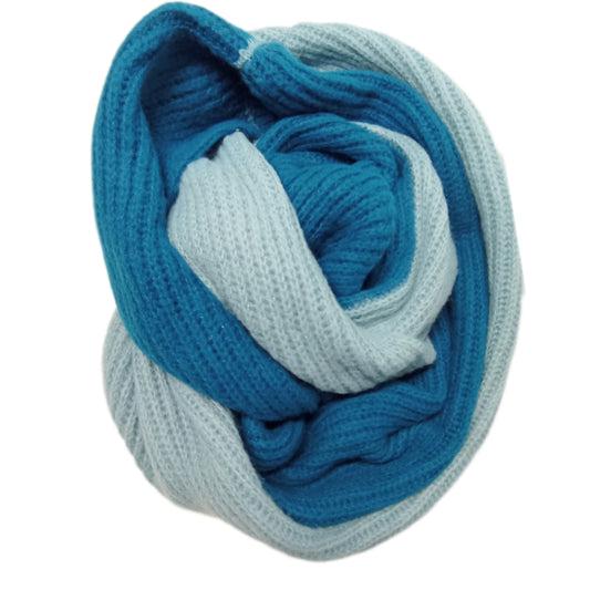 Winterloop"Strickoptik" zweifarbig in dunkelblau und hellblau
