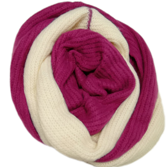 Winterloop"Strickoptik" zweifarbig in fuchsia und wollweiß