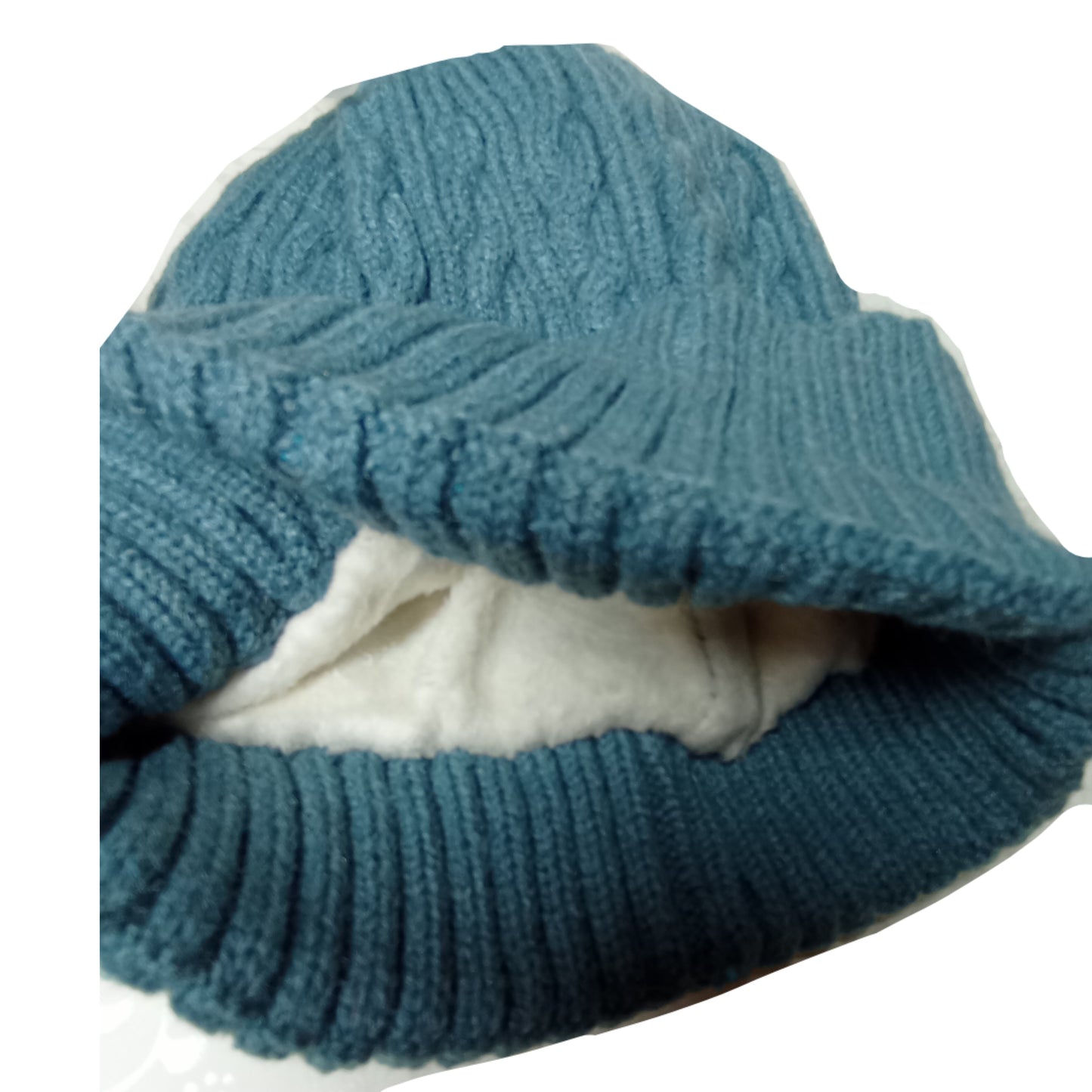 gefütterte, weiche Beanie-Mütze mit doppeltem Rand in hellgrau oder jeansblau