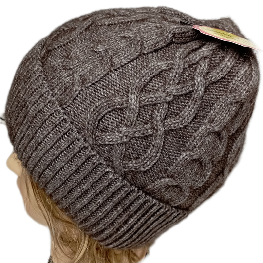 ganz dicke, weiche Beanie-Mütze mit doppeltem Rand in braun, dunkelrot und anthrazit (meliert)