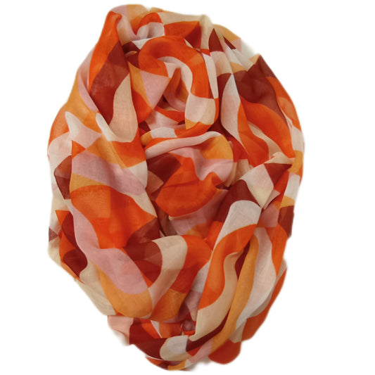 Sommerloop "Bögen und Kreise" in orange, braun und weiß
