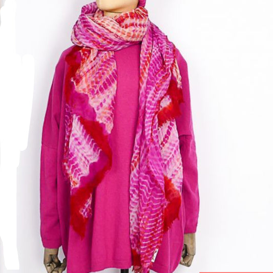 Sarah & Sally  Schal "Batik" in pink, rosa, orange und rot