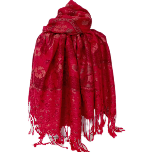 Angenehmer Herbstschal "Paisley/Blumen" rot