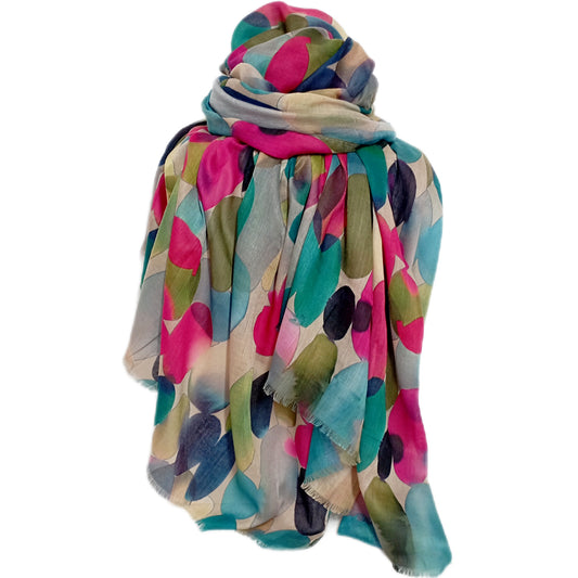 Herbst-/Winterschal "Bunte Ovale" türkis, petrol, pink, beige usw.