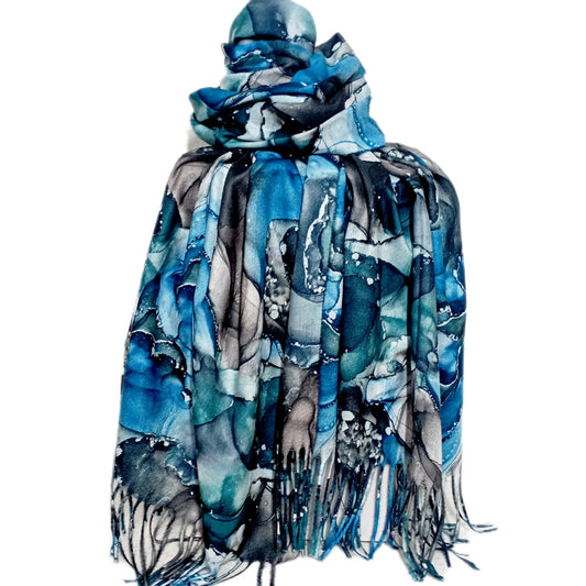 warmer Winterschal "Blau-Mix"