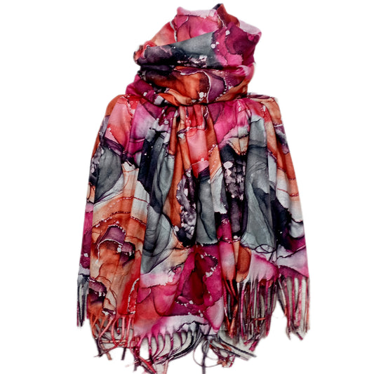warmer Winterschal "Rot-Mix"