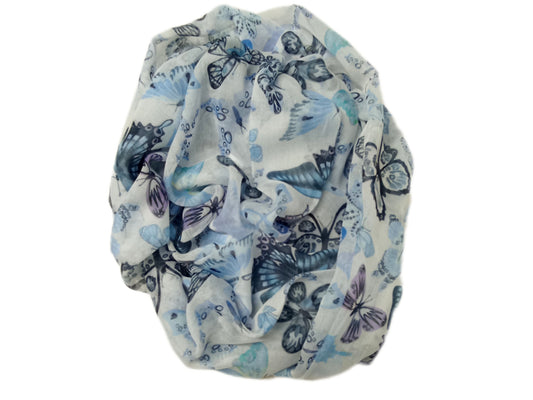 leichter Sommerloop "Schmetterlinge" blau, lila, schwarz und weiß