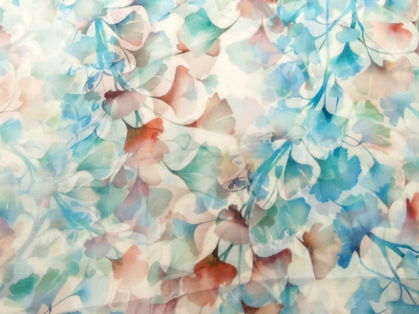 leichter Sommerloop "Ginko" blau, braun, türkis und weiß
