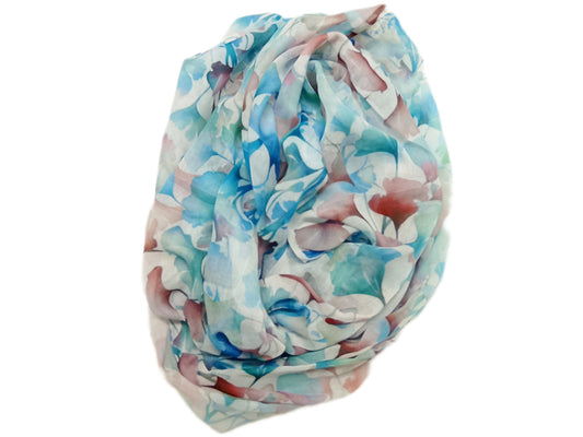 leichter Sommerloop "Ginko" blau, braun, türkis und weiß
