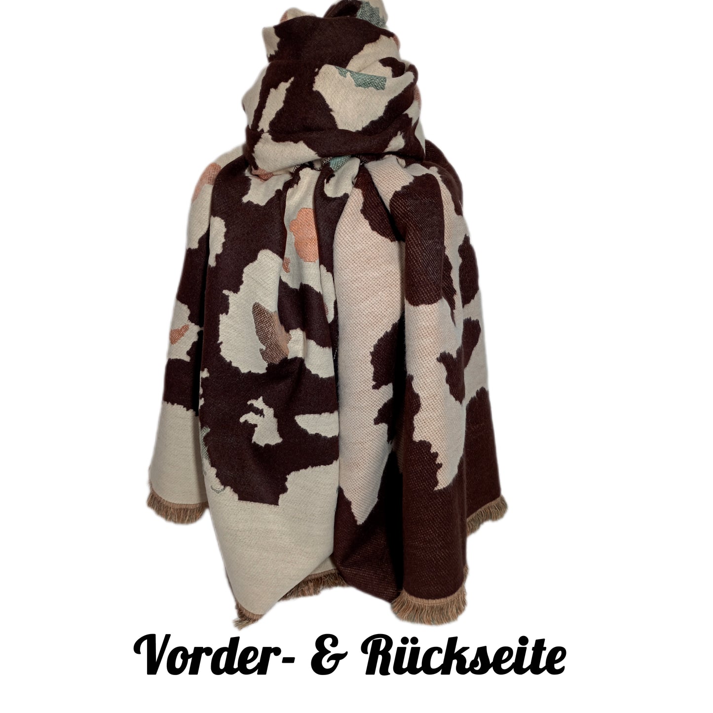 Schöner, warmer Winterschal "Kuhflecken" in braun und beige