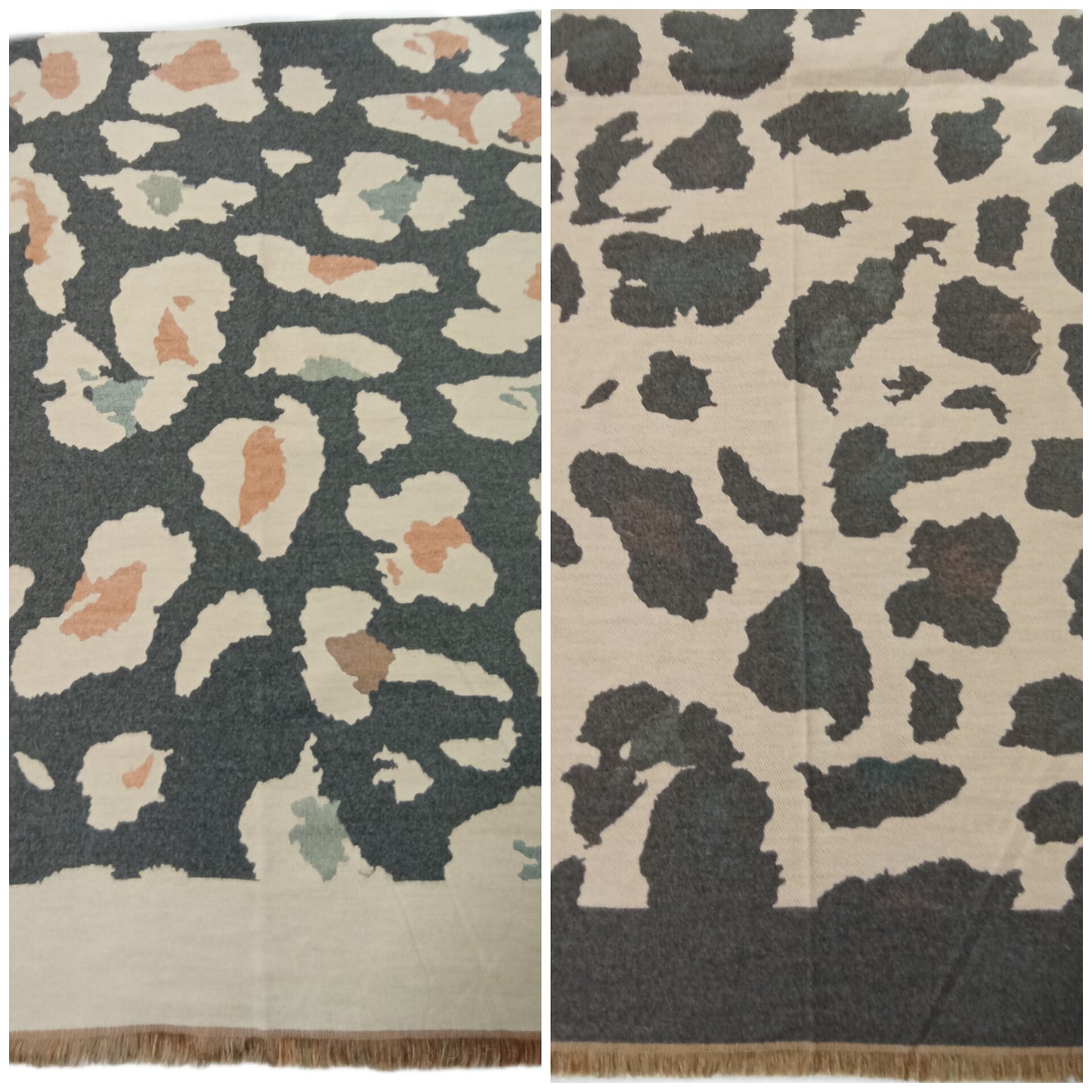 Schöner, warmer Winterschal "Kuhflecken" in grau und beige