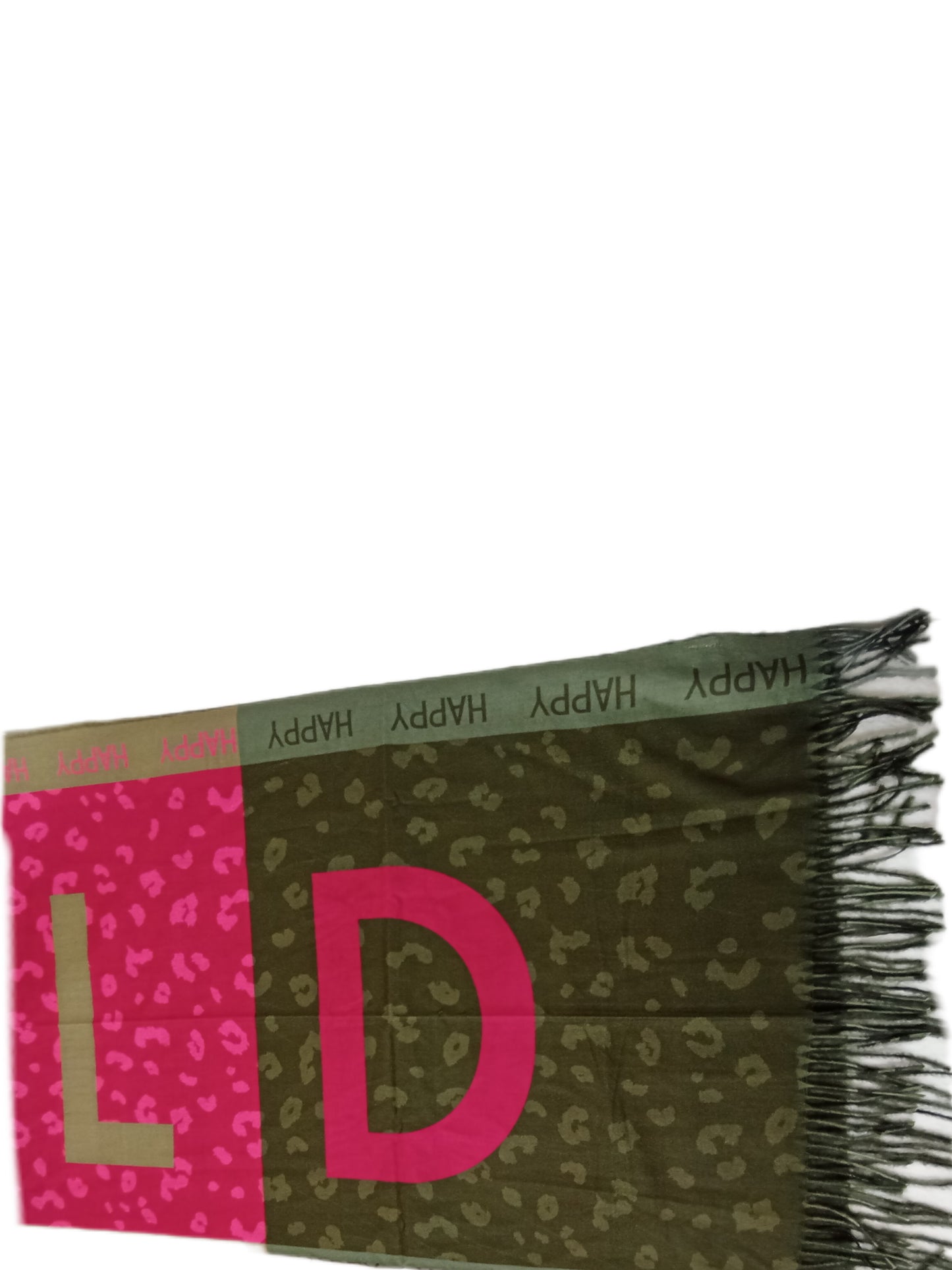 Trendiger, warmer Winterschal "Wild-Happy" in olive und pink