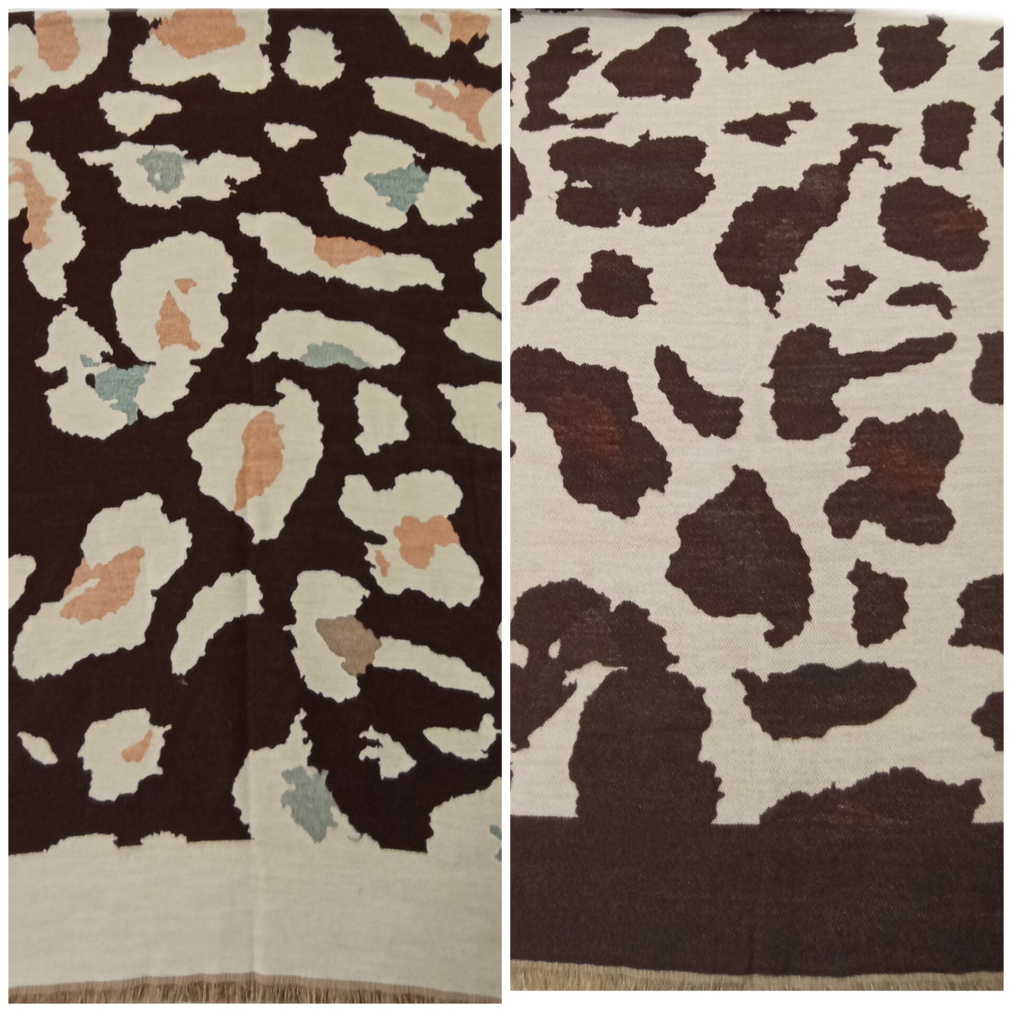 Schöner, warmer Winterschal "Kuhflecken" in braun und beige
