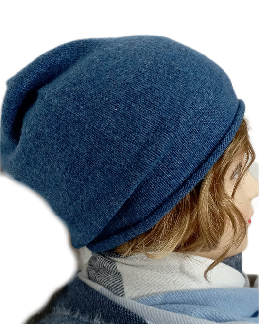 kuschelige Beanie-Mütze ohne Rand in jeansblau und vielen anderen Farben